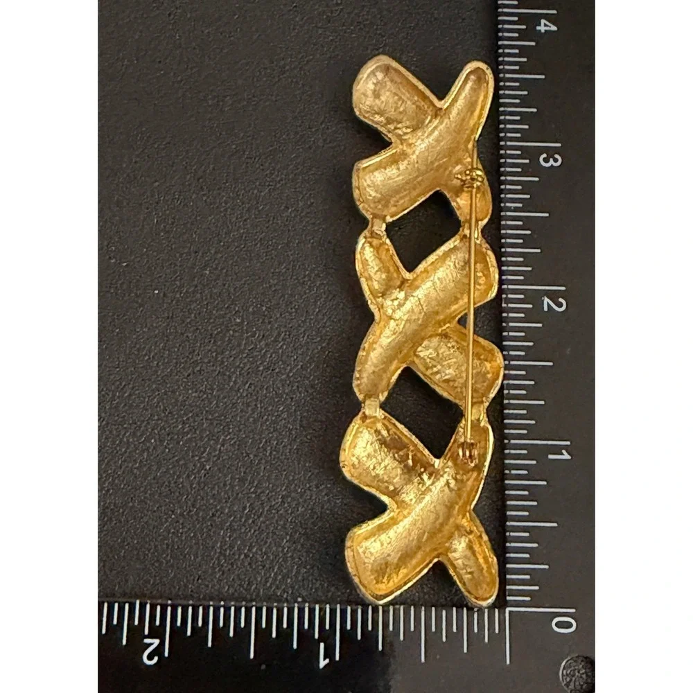 Vintage Brooch Gold Tone Modernist 80s Pop